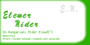 elemer mider business card